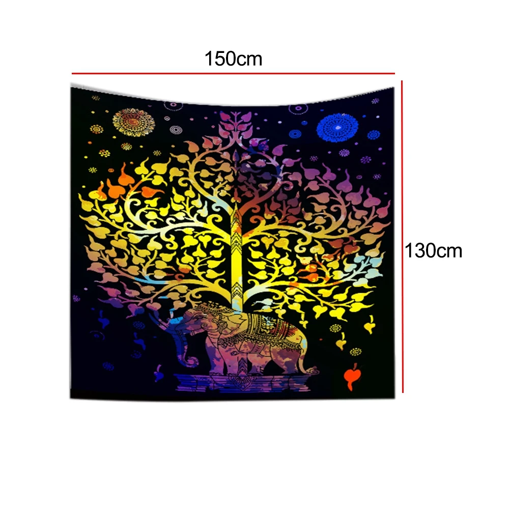 Настенный Гобелен Слон Мандала лист Йога пляжный коврик полотенце шаль одеяло