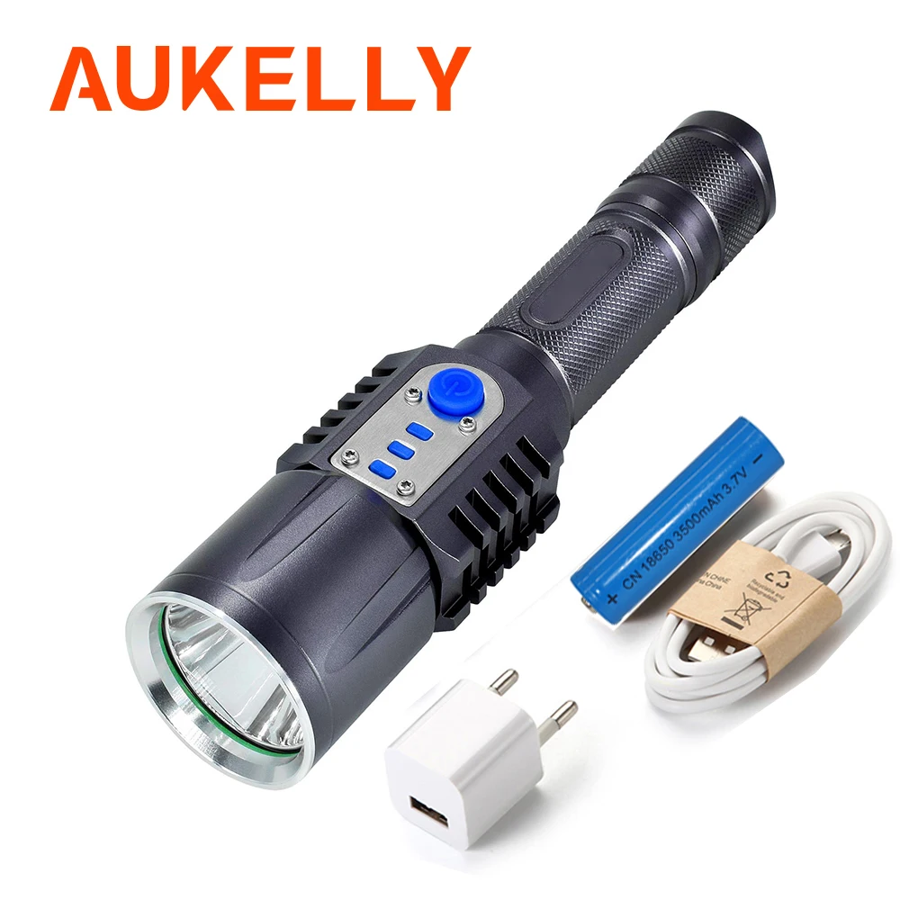 

Mobile Power Bank LED Flashlight Super Bright XM-L2 5 modes Flashlights Long range USB charging Torch rechargeable 18650 battery
