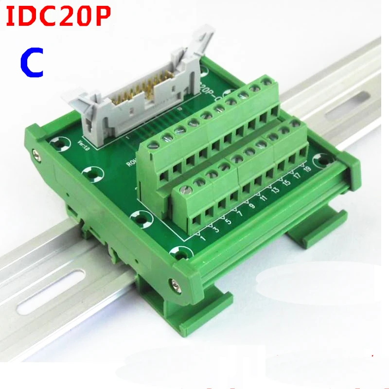 

IDC20P male socket to 20P terminal block breakout board adapter PLC Relay terminal station DIN Rail Type