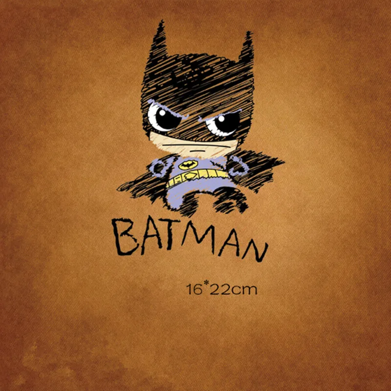 

iron On Batman Cartoon Sticker for Kid Boy Clothing Heat Transfer Hot Press Ironing Pyrography Paper Washable T-shirt Patches
