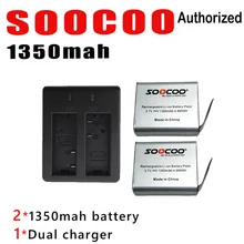 SOOCOO For Gopro Accessories For Go Pro Camera 1350mah Battery And Dual Charger For Eken h9 h9r soocoo c30 c30r sjcam sj4000