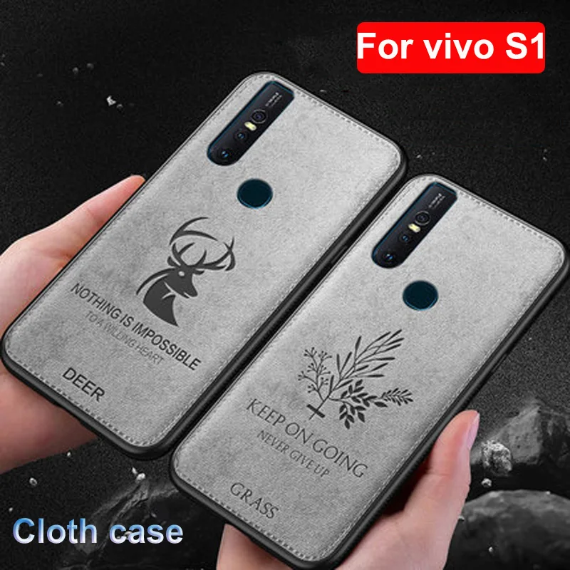 

For vivo S1 Case Cotton Fabric Soft cover For vivo S1 6.53" Back cases vivoS1 V1831A V1831T case Cloth + TPU phone shell coque