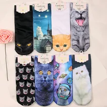 La MaxPa, 3 пары, модные забавные женские носки с котом, носки, новинка, 3D принт, женские модные рождественские носки унисекс, низкие носки до щиколотки, k1833