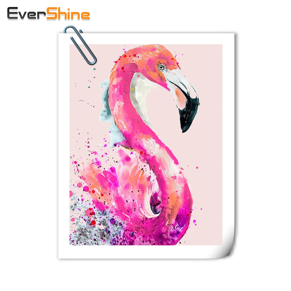 

EverShine Diamond Painting Cross Stitch Animal Rhinestone Needlework Diy Diamond Embroidery Flamingos Mosaic Home Decor Painting