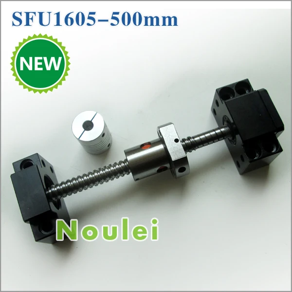 

Rolled Ball Screw 1605 500mm rm1605 lead 5mm with SFU1605 ballnut + BK12 BF12 and coupling for CNC diy kit set