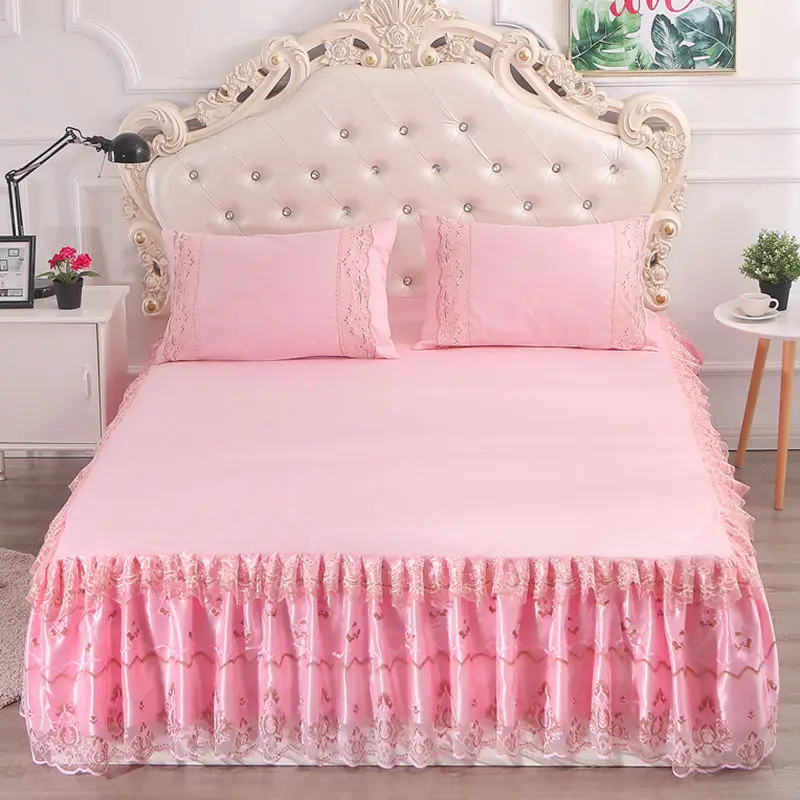 

Lace Bed Skirt Pillowcases bedding set Princess Bedding Bedspreads sheet Bed For Girl bed Cover #sw