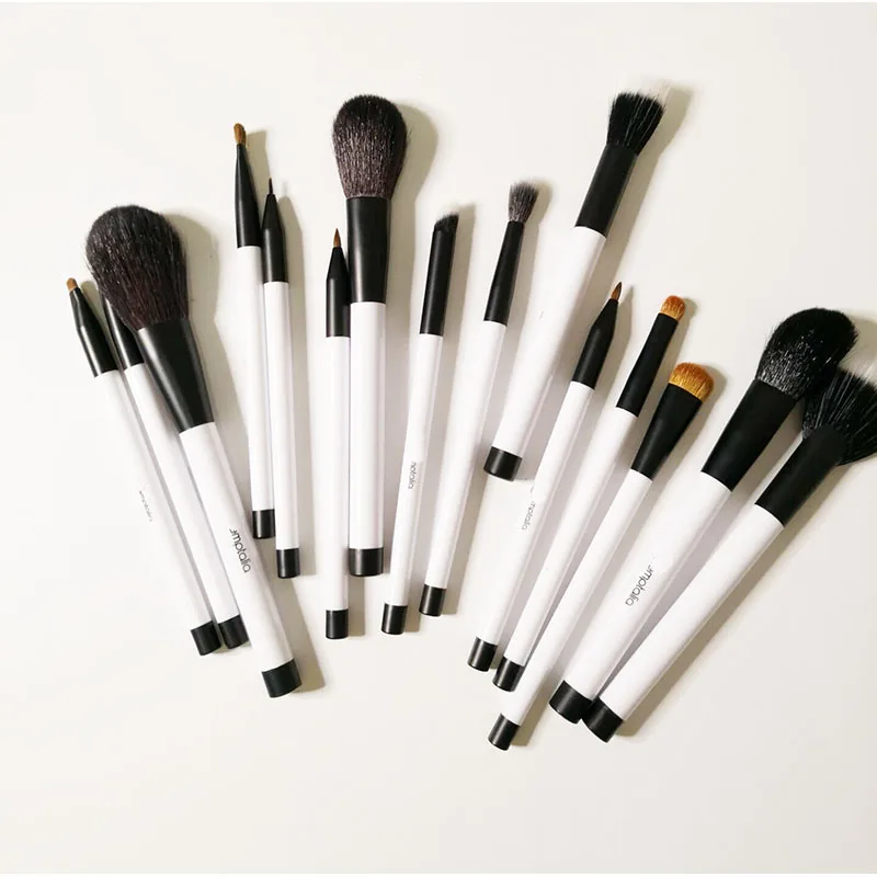

15Pcs Real Wool Makeup Brushes Tools Foundation beauty Eye Shadow Blending Cosmetic Make Up Brush