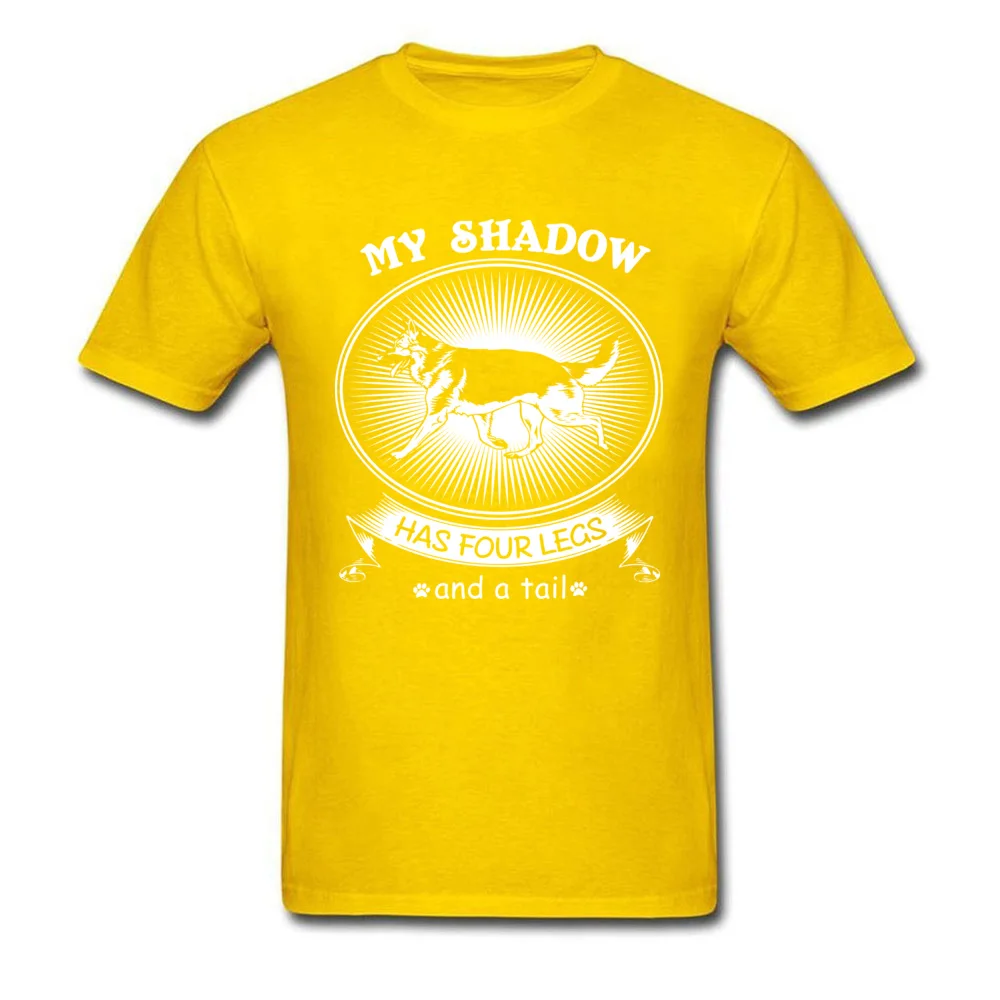 3D Printed 100% Cotton Fabric Men's Short Sleeve Tops & Tees Casual Summer/Fall Top T-shirts New Arrival Round Collar Tee-Shirt German Shepherd Dog Funny Art My Shadow Has Four Legs and A Tail yellow