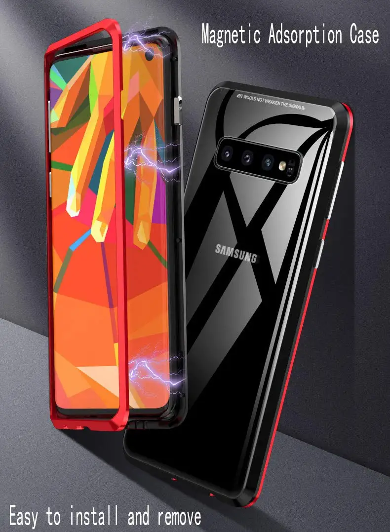 Магнитный чехол с полным покрытием 360 градусов для Samsung Galaxy S10 S10e Plus S9 Note 8 9