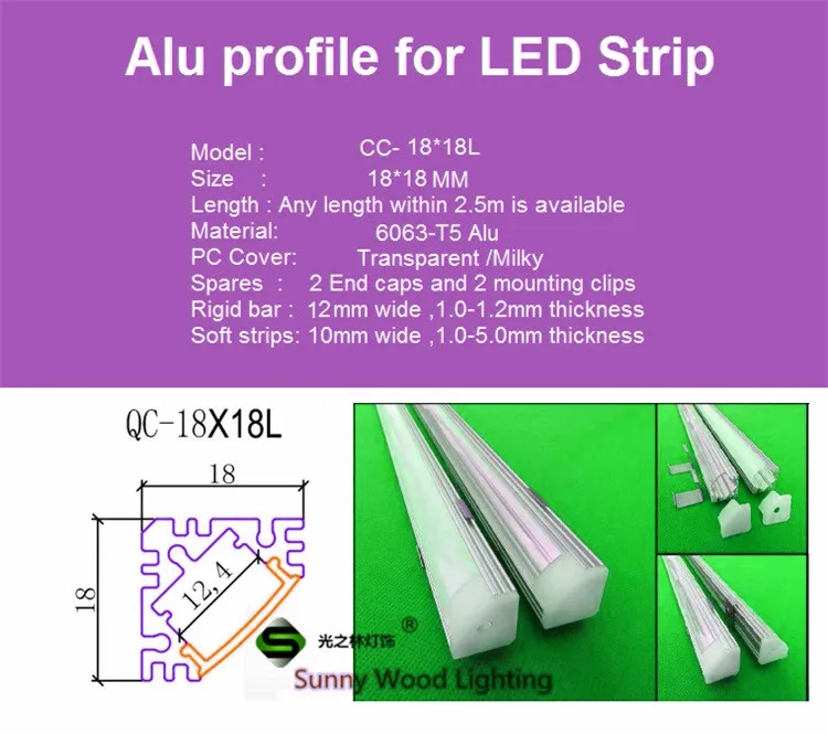 10x1 м провод скрытый угловой алюминиевый профиль для светодиодной ленты, молочный/Прозрачный чехол для 12 мм pcb с фитингами