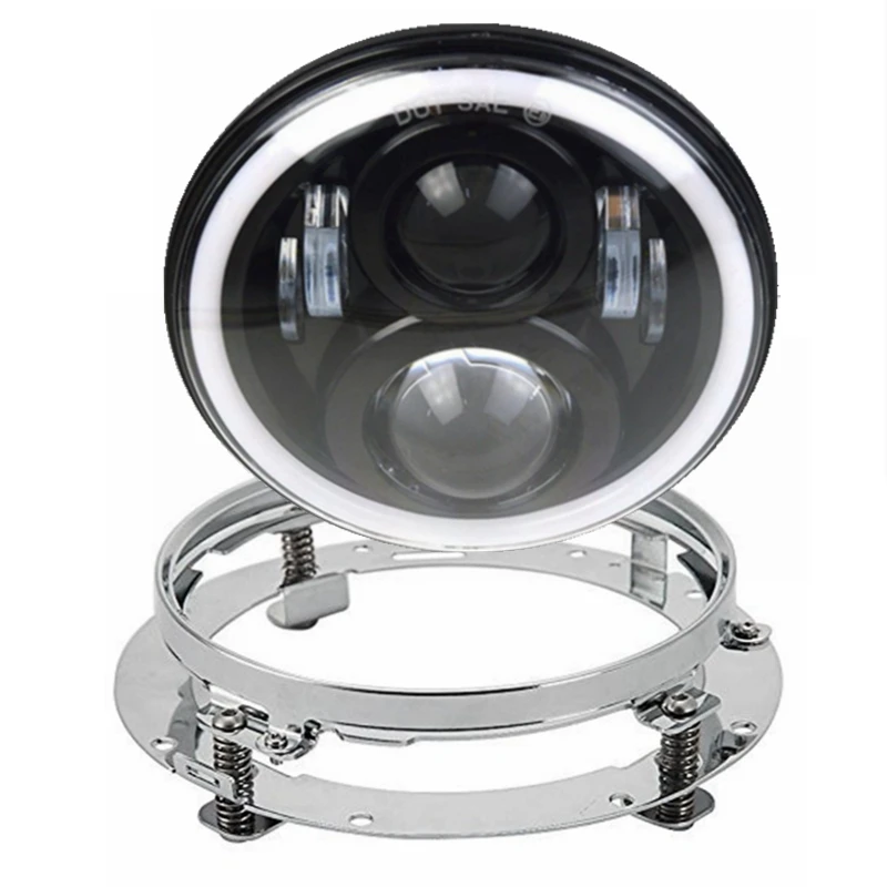 

7 Inch 50W LED Headlight with Extension Adapter Ring Mounting Bracket for Touring Bikes