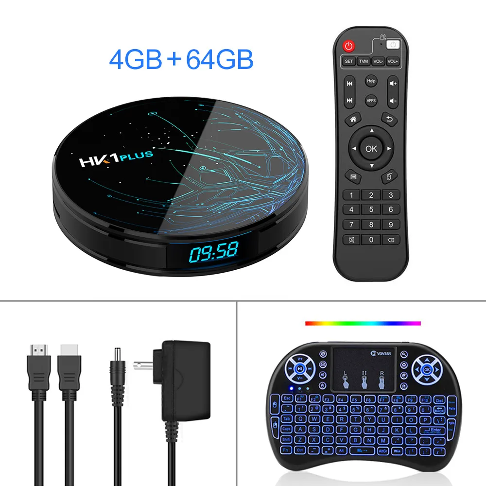 HK1 плюс 4 Гб 64 ГБ Android 9,0 Smart tv BOX Amlogic S905X2 четырехъядерный Wifi BT4.0 H.265 4K Netflix Youtube Google Play медиаплеер - Цвет: 4GB 64GB  i8 backlit