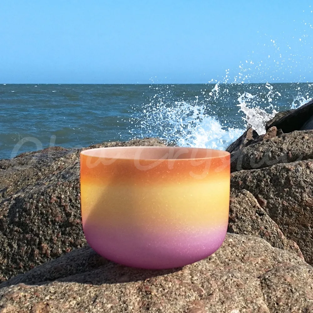 10 Inch D Sacral Chakra Rainbow Quartz Crystal Singing BowlBells