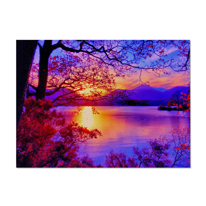 

Fashion Pattern Table Mat Creative for Wedding Kitchen Decor Placemat Dining Accessories Landscape Painting Tablemat Linen
