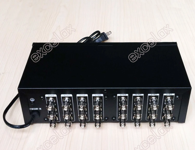 8 In 16 Out Composite CVBS BNC Video Distributor 8CH Input 16CH Analog CCTV Security Camera Signal Amplifier Video Splitter