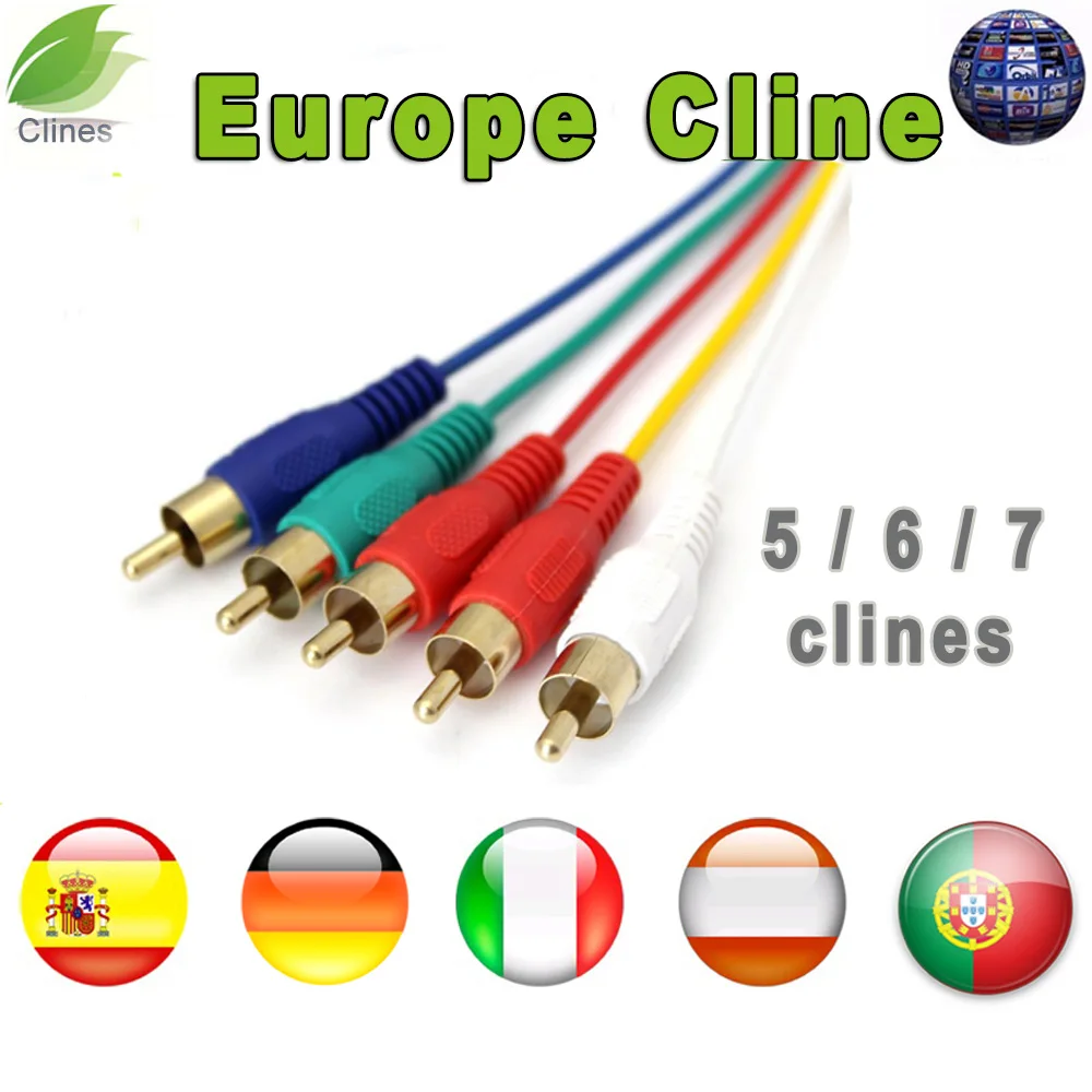 Испания цлайнс 1 год HD цлайн кабель для Европа Клин HD DVB-S2 спутниковйы ТВ-приемник, 5/6/7 линий Поддержка в Португалия, Италия, Великобритания
