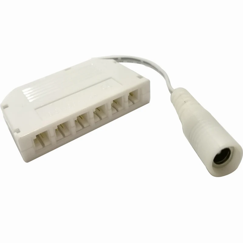 

12V DC input, 6pcs 12V European standard 2pin ports output led connectors for led bar light Cabinet light