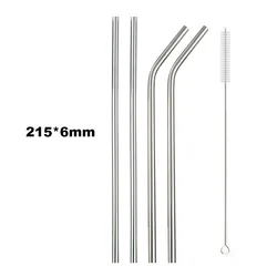 Premium Reusable Stainless Steel Drinking Straws with Cleaning Brush - Eco - Friendly Bar and Party Accessories (4pcs Silver)