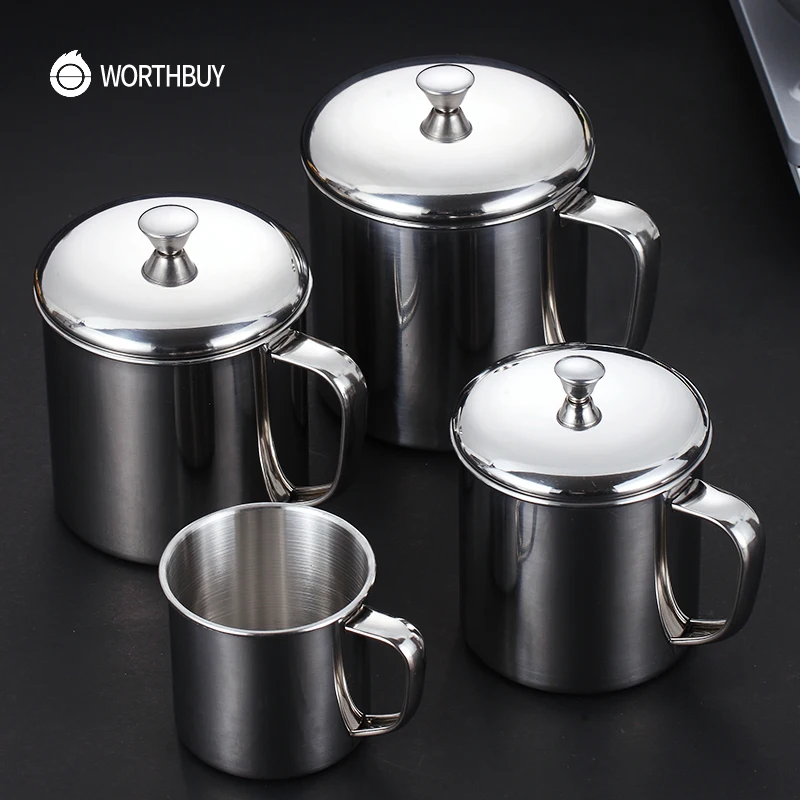 WORTHBUY 304 кофейная кружка из нержавеющей стали с ручкой крышки кухонная посуда для