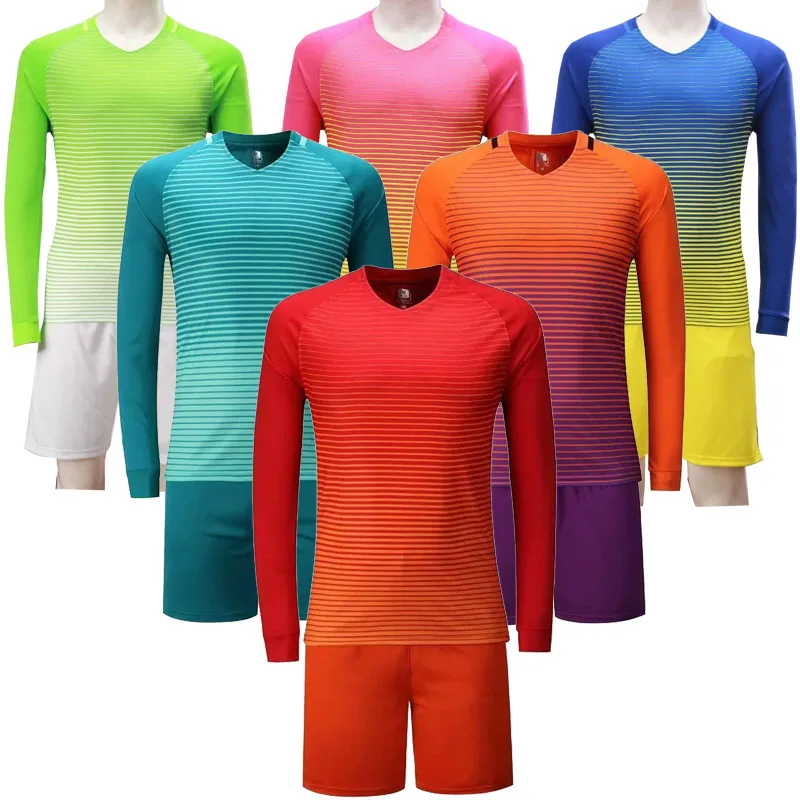 Men's stripe soccer jerseys men long sleeve football jerseys adult soccer trainning suits customize any logos sports Futbol kits