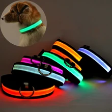 The New LED Nylon Pet Dog Collar Night Safety Glow Flashing Dog Cat Collar Led Luminous Small Dogs Collars USB Rechargeable