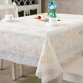 

PVC waterproof lace table cloth oil proof tablecloth rectangular printed tablecloth