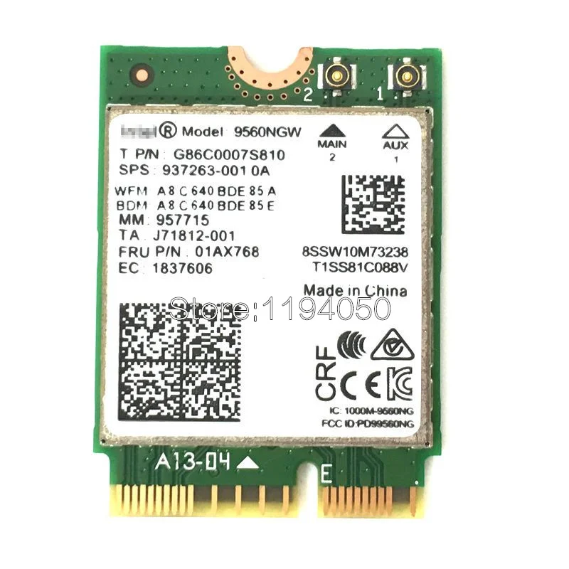 Двухдиапазонный беспроводной AC 9560 для Intel 9560ngw 802.11ac NGFF 2,4G/5G 2x2 Wi-Fi Карта Bluetooth 5,0 NGFF/M.2 - Цвет: 9560NGW