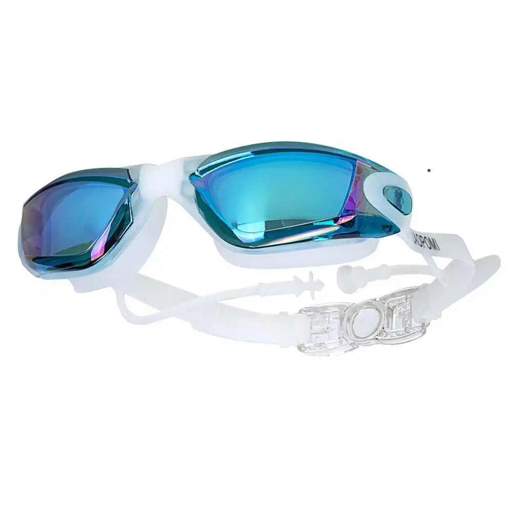 Очки для плавания ming, затычки для ушей, анти-туман, силиконовые очки для бассейна, мужские и женские очки, летние, затычки для ушей, очки для дайвинга - Цвет: Белый