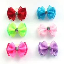 100 pçs artesanal cão de estimação arcos de cabelo strass variedade laço fita cão arco cães grooming arcos acessórios para animais de estimação suprimentos de cabelo