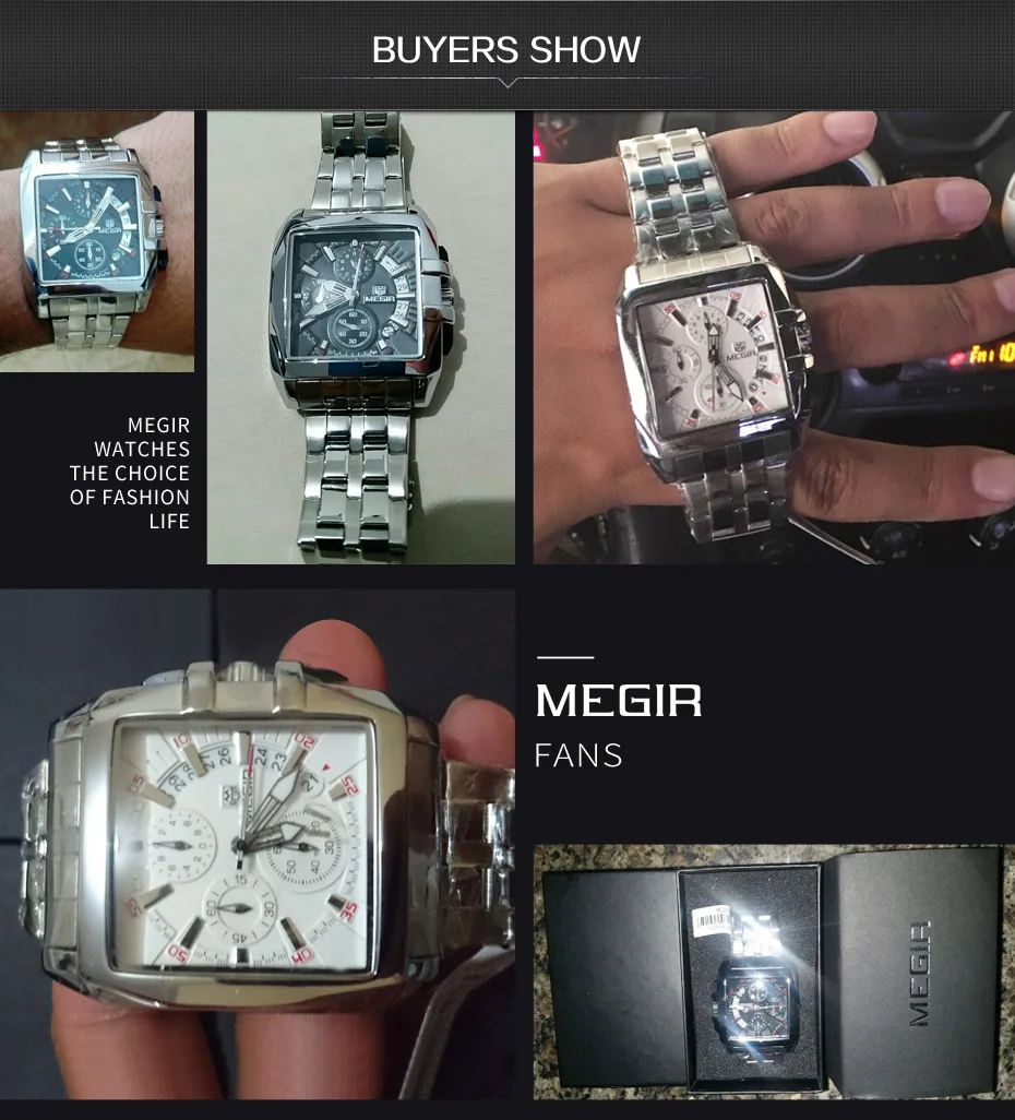 MEGIR оригинальные Роскошные мужские часы из нержавеющей стали Мужские кварцевые наручные часы бизнес большой циферблат наручные часы Relogio Masculino
