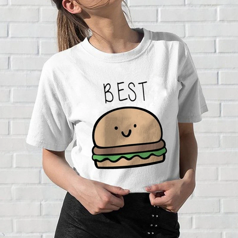 Новейшая женская футболка с надписью "Best Friends" Harajuku Kawaii BFF, футболка 90 s, футболка с графическим рисунком, Забавный модный топ, футболки для женщин - Цвет: 4350