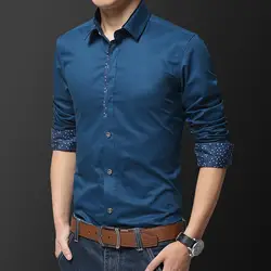 Новое поступление 2019, повседневные деловые мужские рубашки, роскошные брендовые хлопковые стильные мужские рубашки с длинными рукавами