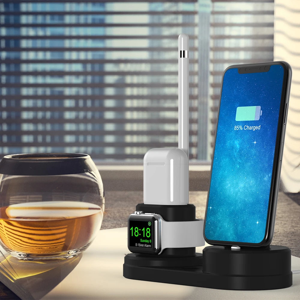 Multifunction Charging Dock Holder For Iphone X Iphone 8 Iphone 7 Silicone charging stand Dock Station