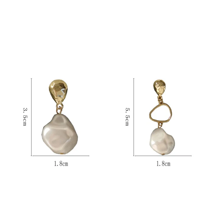 Korean Vintage Concise Simple White Irregular Pearls Resin Stone Shape Clip Earrings without Piercing Ins For Women Lady Party