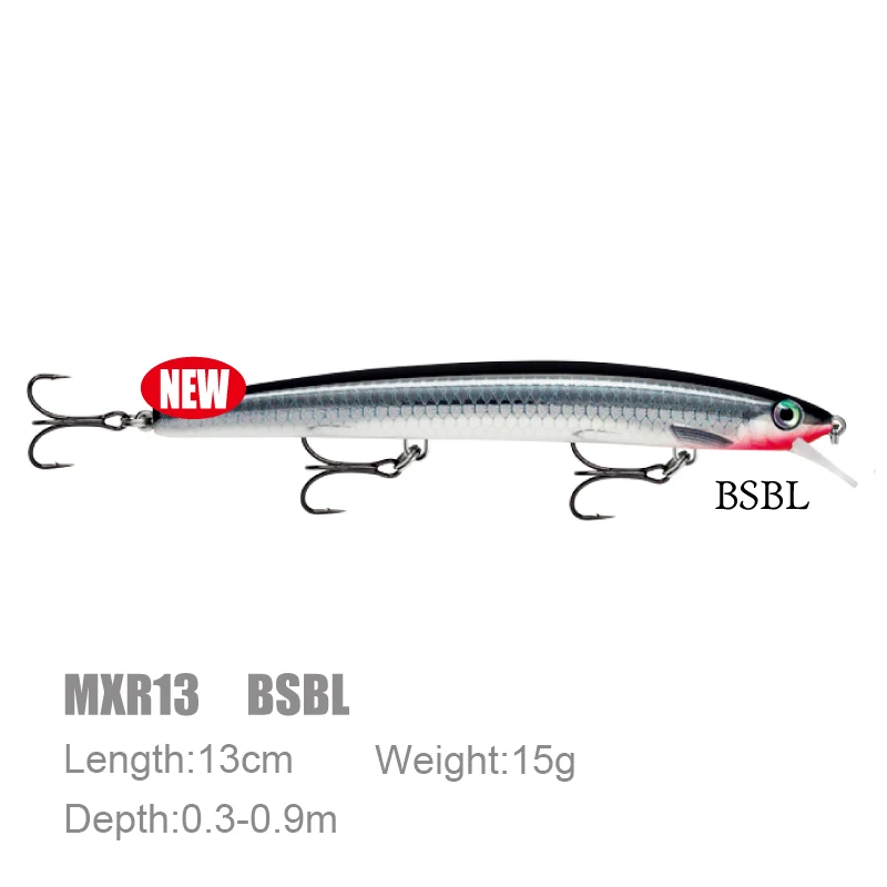 Бренд Rapala, популярная серия MaxRap MXR13, 13 см, 15 г, жесткая рыболовная приманка, подвесная приманка, воблер с высокочастотный крючок vmc - Цвет: BSBL