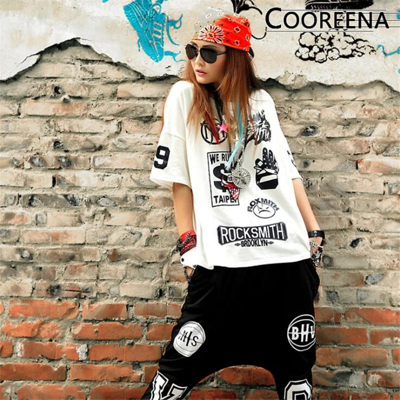 

2018 Women Letter Unique Printed cotton T-shirt Hip-hop street dance Casual Tees High Quality Summer Loose large size Basic Tops