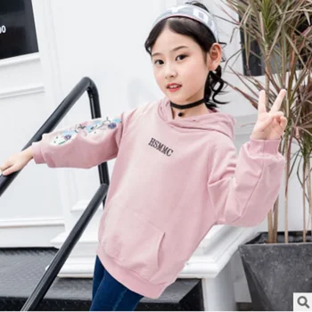 

Children's Hoody Girls T-shirt 2020 New Spring/Autumn Kids Long Sleeve Fashion Leisure Hoodies 2 Letter Colors Size6-14 ly028