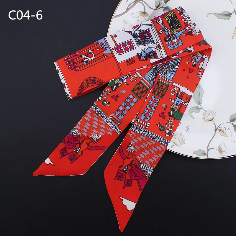 Twill Silk Scarf Women New Fashion Hair Bags Handle Decoration Tie Hand Ribbon Summer Euro Floral Print Small Magic Head Scarves