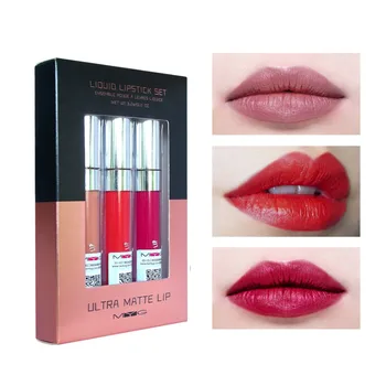 

3pcs/box High quality Waterproof Liquid Lipstick Non-stick cup Lip Gloss Matte Velvet Lip Tint Sexy Red Lip Keep 24 Hours Lips