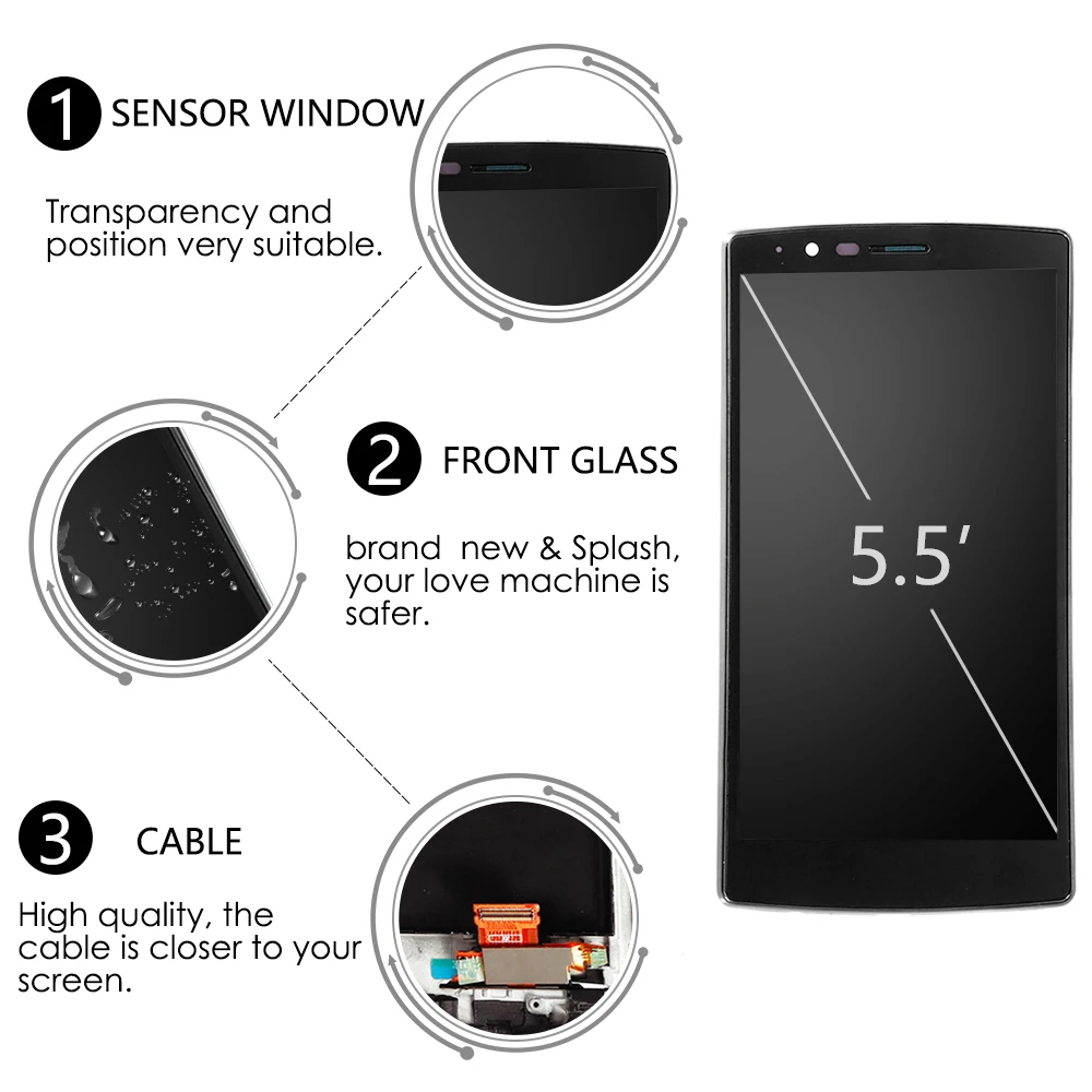 

Sinbeda 5.5'' LCD For LG G4 LCD Display H810 H811 H815 VS986 LCD Touch Digitizer Assembly Frame For LG G4 Display Replacement