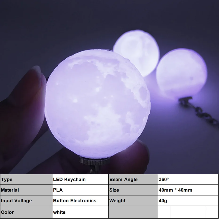 Низкая цена мини светодиодный светильник ing 3d принт брелки для ключей в форме Луны ночной Светильник креативный светящийся подарок на батарейках Led Изменение цвета лампы