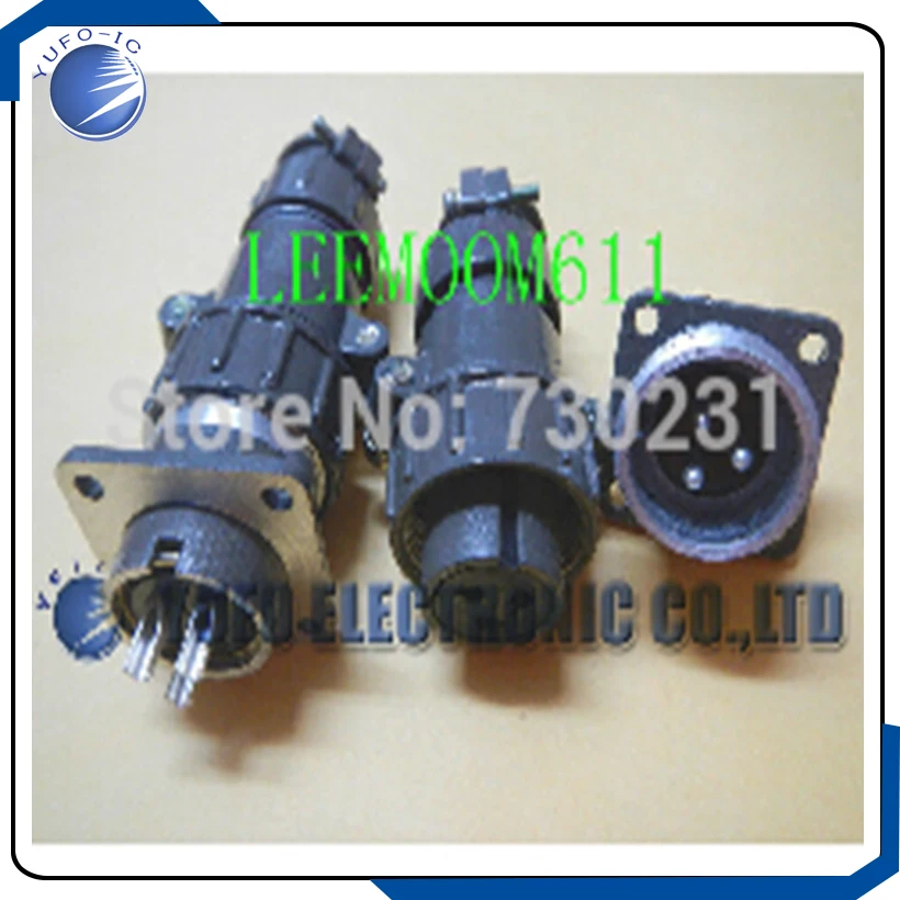 Free Shipping One Lot 2,Heavy Duty 3 Pin Male & Female Cable Connector