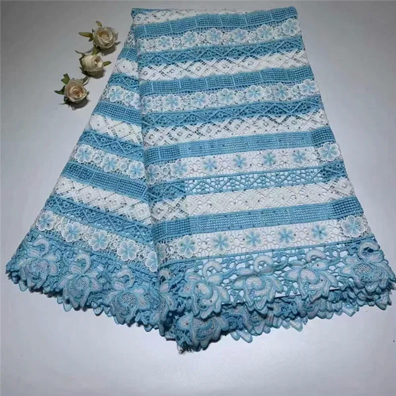 

ZQ!French African lace fabric high quality embroidered Nigerian net lace with guipure lace fabric 5 yards for dress ! P10403