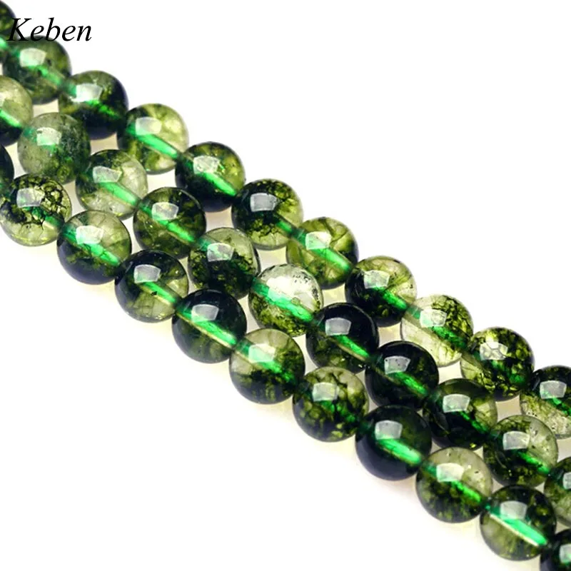 

Natural Rock Crystal Green Peridot Stone Loose Beads 4 6 8 10 12MM Fit Diy Beads For Jewelry Making Wholesale