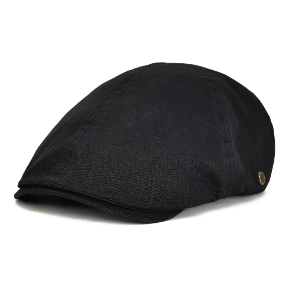 VOBOOM Summer Cotton Flat Cap Black Ivy Caps Men Women Twill Black Six