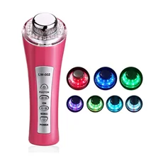 Портативный ультра sonic массажер для лица 1 мГц 3 светодиодный фотон света sonic подъема подтяжка лица очиститель для удаления морщин лицо Красота массажер