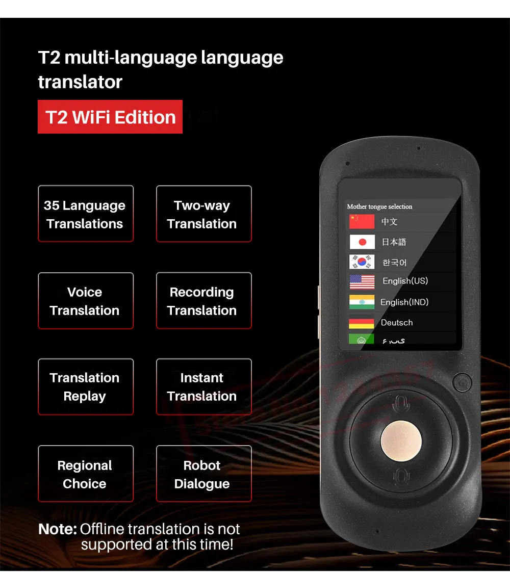 Портативный голосовой переводчик мгновенный умный перевод путешествия WiFi 35 языков в режиме реального времени двусторонний переводчик устройство вокальный Instantan