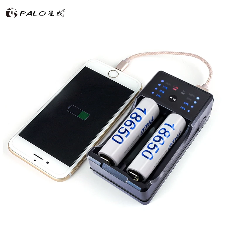 

Palo USB Intelligent Charger with Power Bank Function for 1.2V Ni-Mh/CD AA AAA 18650 26650 3.7V Li-ion Rechargeable batteries