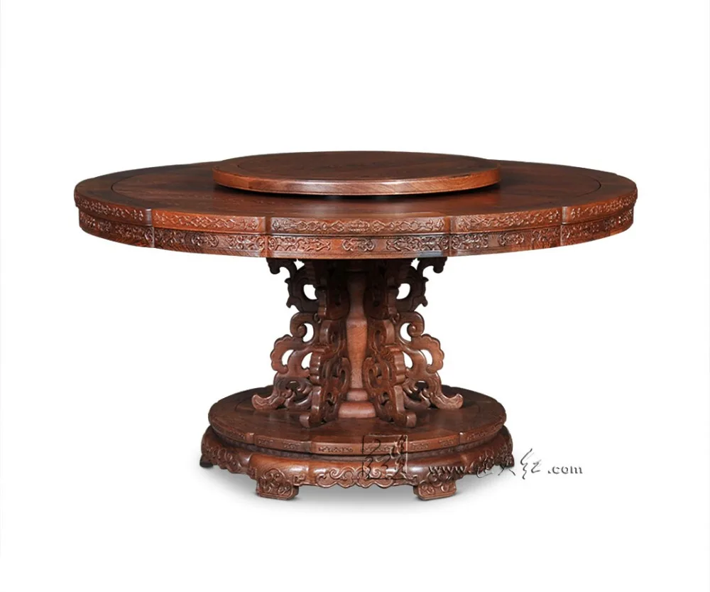Rosewood Single-leg Dining Round Tables Solid Wooden Modern Hotel Furniture Living Room red wood new Classical fashion annatto Rosewood Single-leg Dining Round Tables Solid Wooden Modern Hotel Furniture Living Room red wood new Classical fashion annatto
