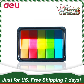 

US. 7 Days Free Shipping 4pcs Deli 5 Colors Self Adhesive Memo Pad Sticky Cute Candy Color Sticky Notes Bookmark